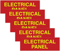 All Quality Basic Electrical Panel Sign - Fire Regulation Safety Compliance Sign - Red/Yellow - Large (5 Pack)
