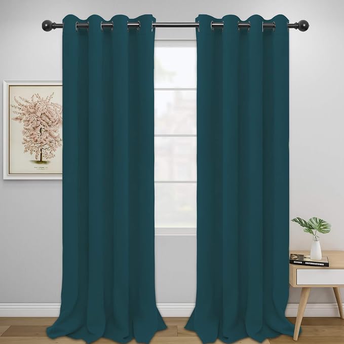 Easy-Going Thermal Grommet Blackout Curtains, 2 Panels 52x108 in | Peacock Blue by Easy-Going