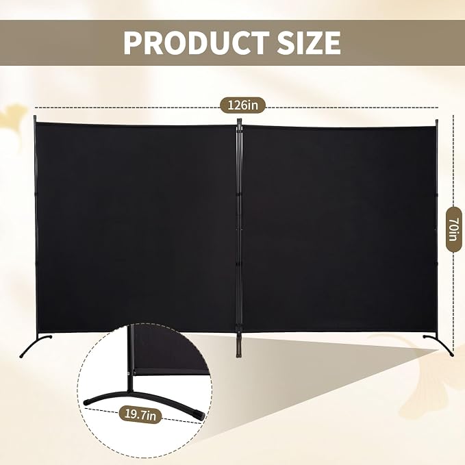 Extra-Wide 2 Panel Room Divider, Portable Privacy Screen - Image 2