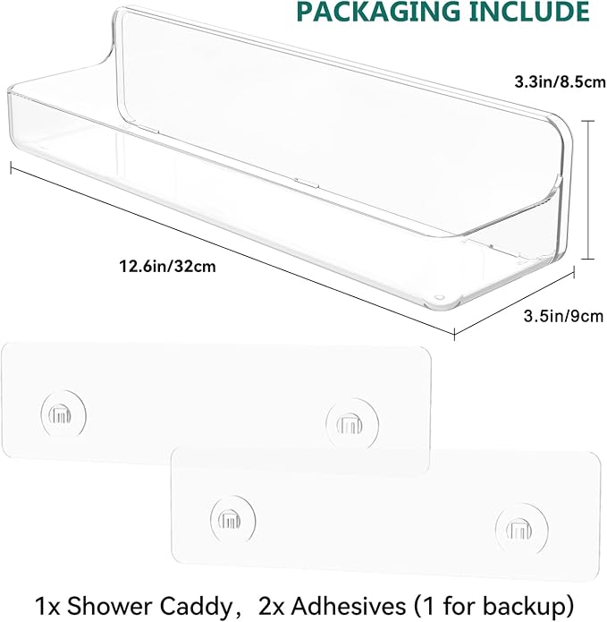 Shower shelves, Adhesive Clear Acrylic Bathroom caddy Organizer | Large Capacity - Image 3