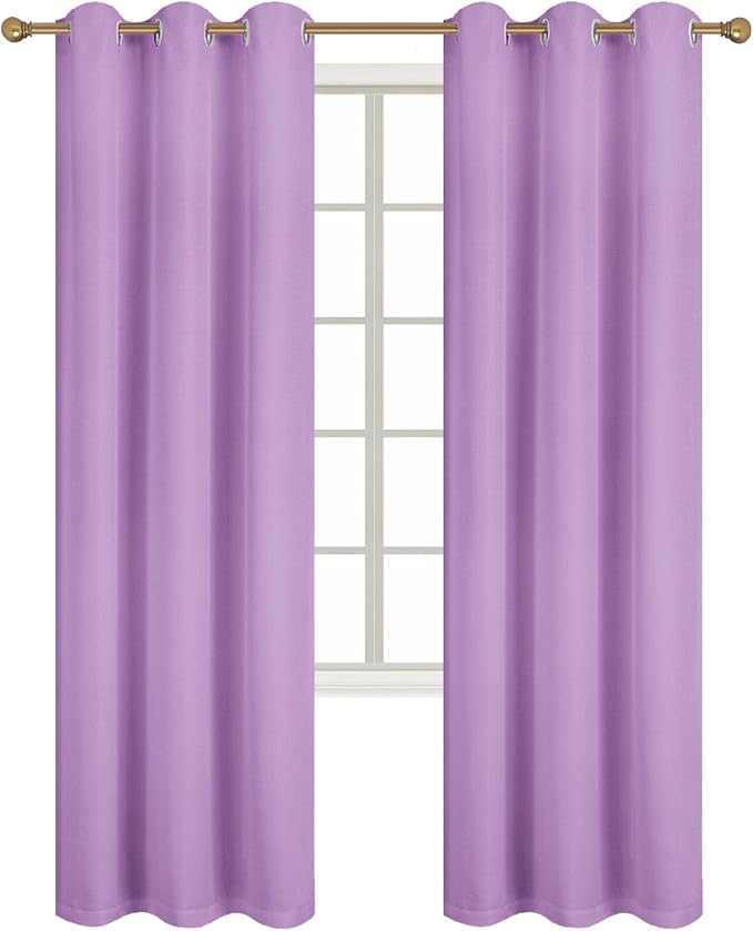 Diraysid 100% Blackout Curtains Lilac Linen Curtains - Image 3
