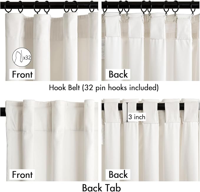 MIULEE Velvet Curtains 50W x 84L 2 Panels Ivory Blackout Curtains | Luxury - Image 3