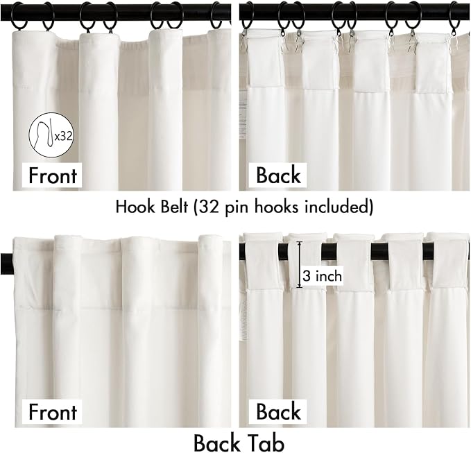 MIULEE Velvet Curtains 50W x 102L 2 Panels Ivory Blackout Curtains | Luxury - Image 3