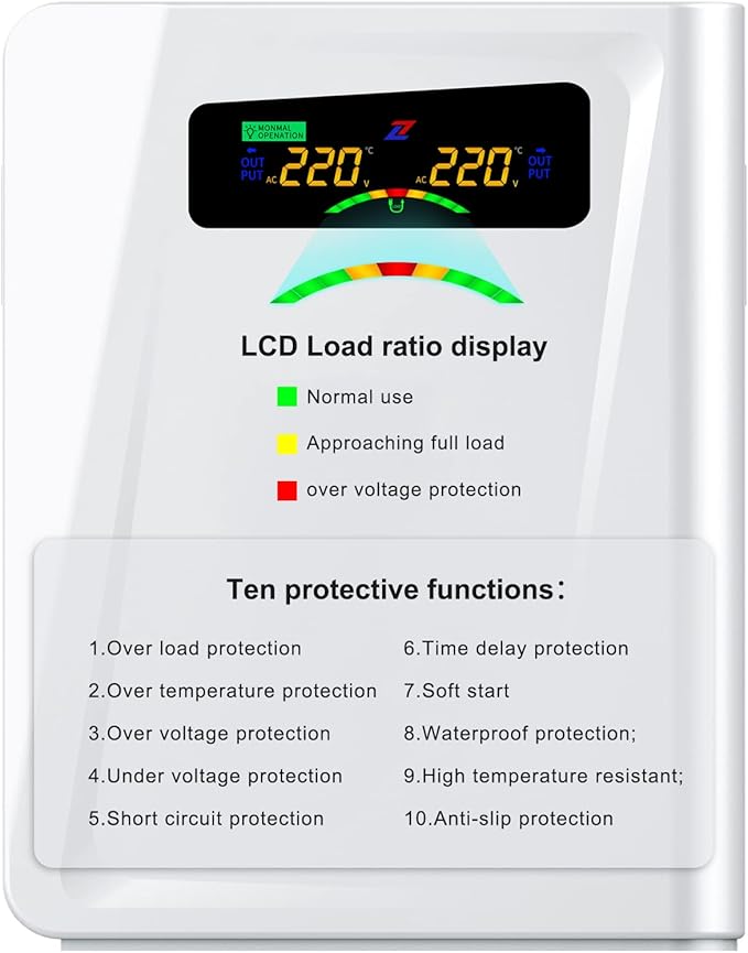 Voltage Converter 110 to 220 Step Up Transformer 500W, No Noise, Ten Protection Functions, CE & CQC Certified ，Using 220V Asia Euro Appliance in US