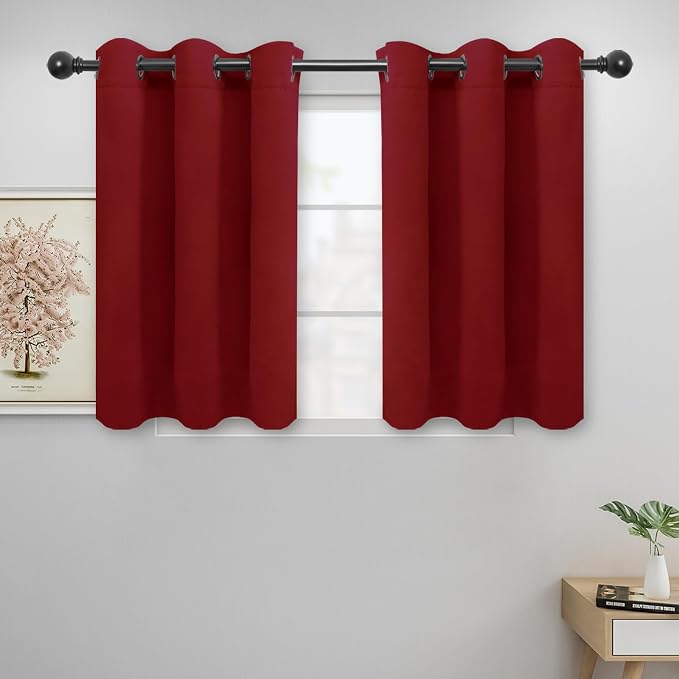 Easy-Going Thermal Grommet Blackout Curtains, 2 Panels 42x36 in | Christmas Red by Easy-Going