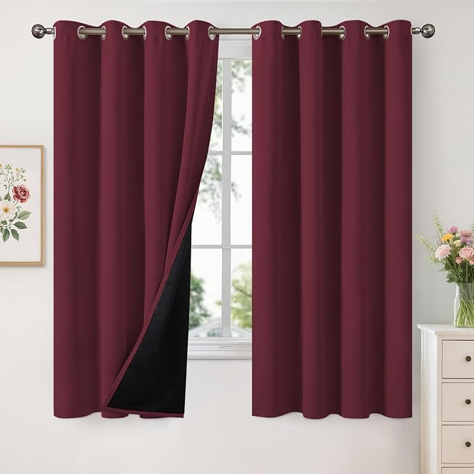 YoungsTex Burgundy 100% Blackout Curtains by YoungsTex