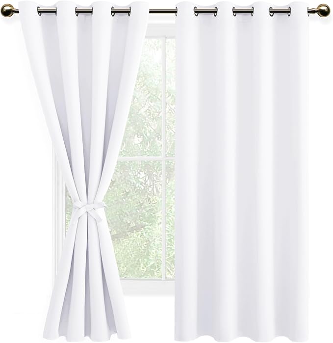 DWCN White Room Darkening Curtains 63 inch Long - Image 2