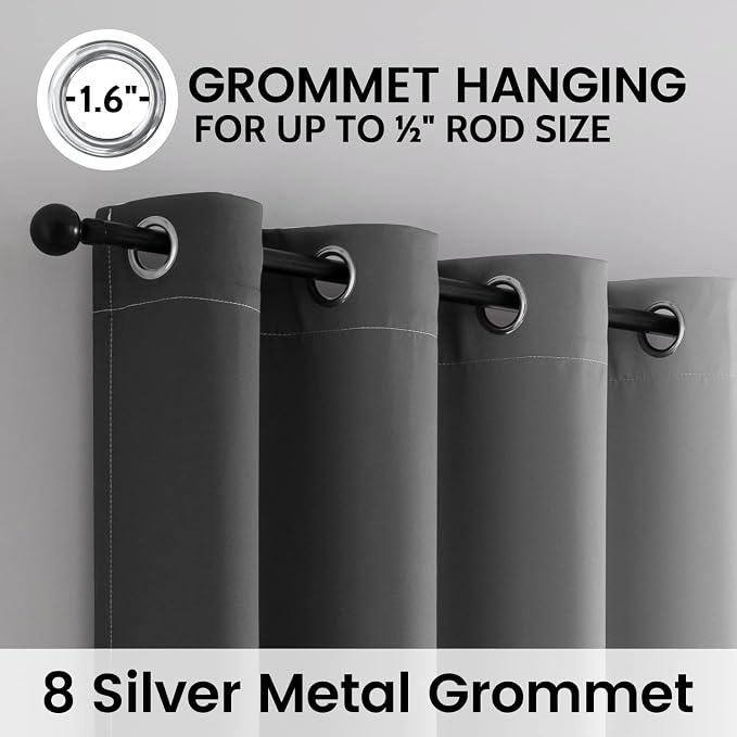 SimpleHome 100% Blackout Ombre Bedroom Curtains Grey and Greyish White - Image 4