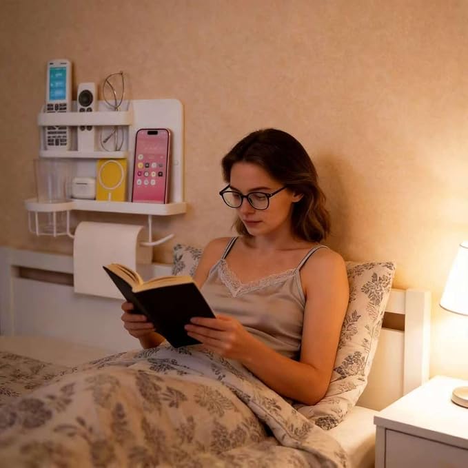 Bedside Wall Organizer, Floating Bedside Shelf Wall Mount - Image 3