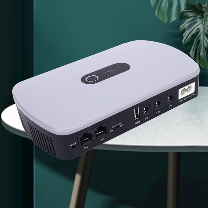 UPS Battery Backup Uninterruptible Power Supply 10400mAh Large Capacity DC Standby Backup Power for Router Modem Camera Security Devices ABS Material