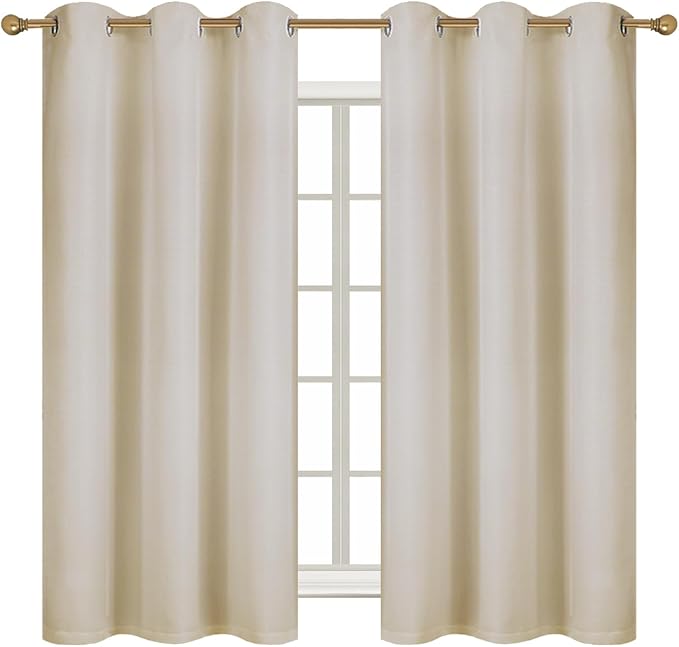 Diraysid 100% Blackout Curtains Light Beige Linen Curtains - Image 3