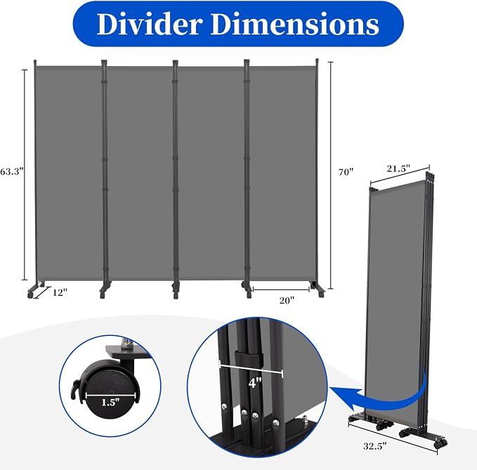 Room Divider 6FT 4 Panel Folding Privacy Screen - Image 6