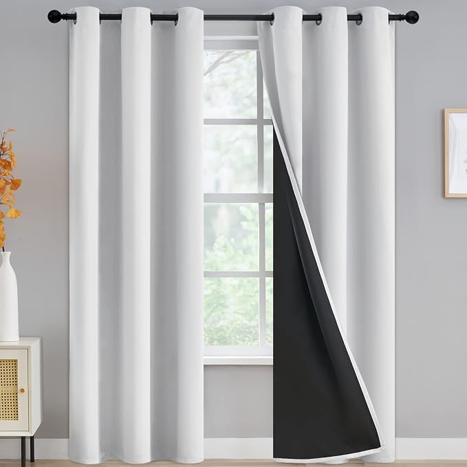 Yakamok Greyish White Blackout Curtains 84 Inch Length by Yakamok