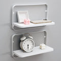 WELLAND White Floating Shelves Set of 2, Small Fold Down Wall Shelf Folding by WELLAND