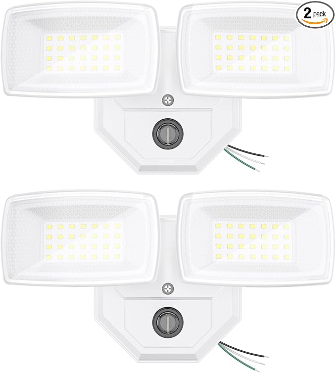 Onforu 32w 3200LM Dusk to Dawn Outdoor Lighting,6500K Dual-Head Flood Light Outdoor with Photocell,IP66 Waterproof Security Lights,2Pack Exterior Daylight off and Night On White Light for Patio Garden
