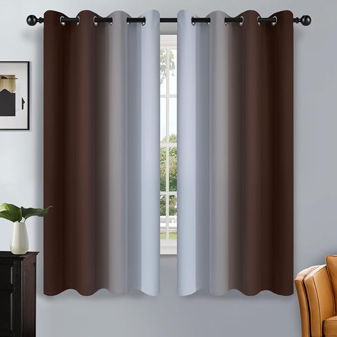 SimpleHome Ombre Brown to Grey White Curtains by SimpleHome