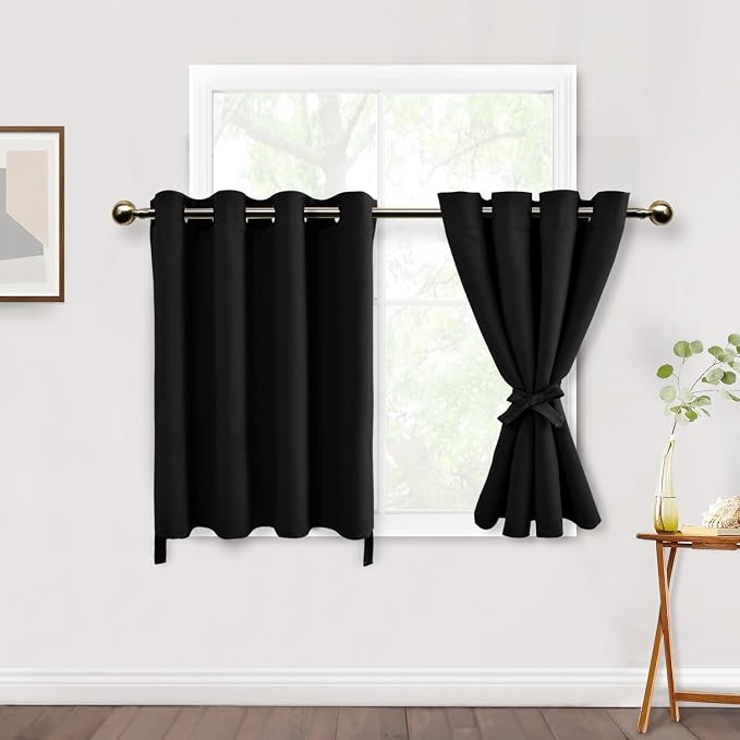 DWCN Short Black Blackout Curtains by DWCN