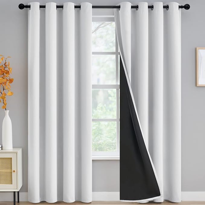Yakamok Greyish White Blackout Curtains 96 Inch Length by Yakamok