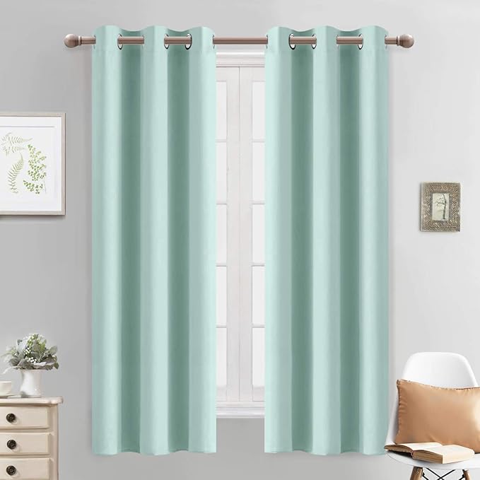 Yakamok Blackout Curtains 38x63 inch Aqua Thermal Drapes-Bedroom | 2 panels by Yakamok