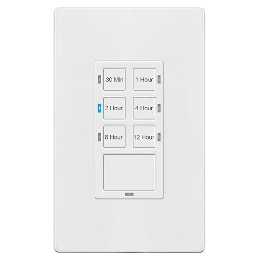 TG 12 Hour Timer Switch Neutral Wire Required for Patio, Path, Porch Lights and Sprinklers, 30min-12Hr, Wall Timer for Fan Motor and Ventilation, 1/2HP Support, Single Pole, UL Listed, TS-C12H, White