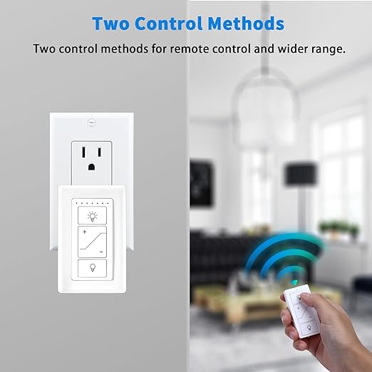 Plug in Dimmer, Wireless Dimmer Plug with Remote, Digital Plug Light Switch for Lamp Compatible with Alexa, for Dimmable LED/CFL Lights and Incandescent/Halogen