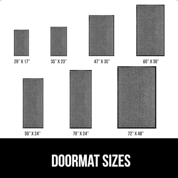GORILLA GRIP Waterproof Traffic Guard Door Mat, 47x35, Heavy Duty Entryway Mats, Strong Rubber Back Commercial Utility Rugs for Office Hallway, Garage Floor and Home, Low Profile Carpet, Light Gray