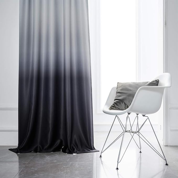SimpleHome Ombre Gradient Black White to Gray Curtains - Image 3