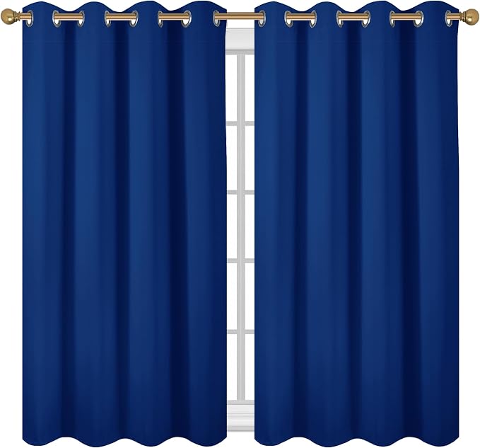 Diraysid Royal Blue Grommet Blackout Curtains - Image 2