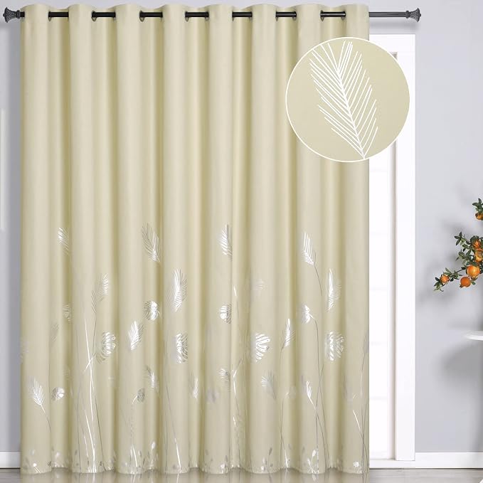 Drape for Living Room 100W x 84L Inch Length Elegant Silver Palm Tree Designed by ESTELARTEXTILER