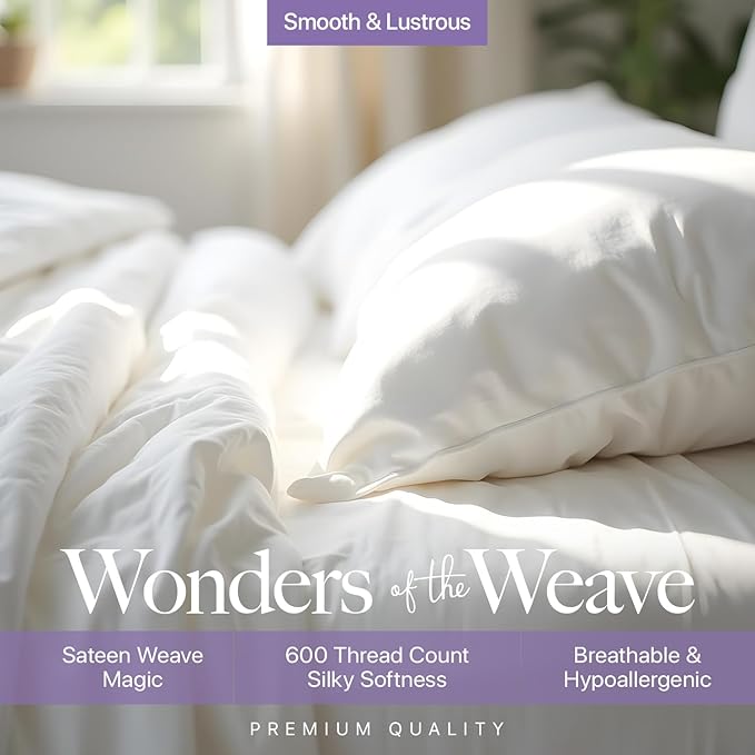 Carressa Linen 100% Egyptian Cotton Twin Sheets Set - 600 Thread Count Egyptian Cotton Luxury Twin Sheets (3 PC, Beach Sand), 16" Deep Pocket, Soft, Cooling, Sateen Weave College Dorm Room Bedding