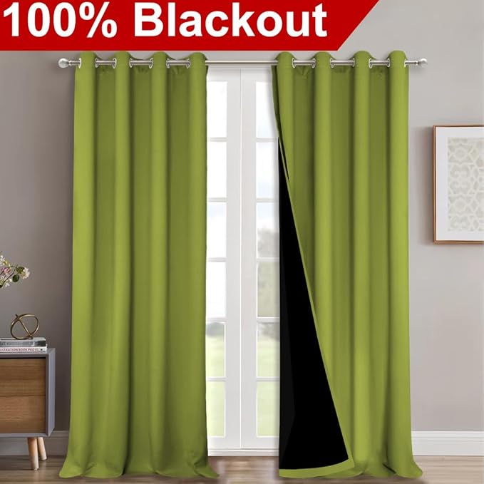 NICETOWN Full Shading Curtains for Windows, Fresh Green, 52 inches W x 95 - Image 2