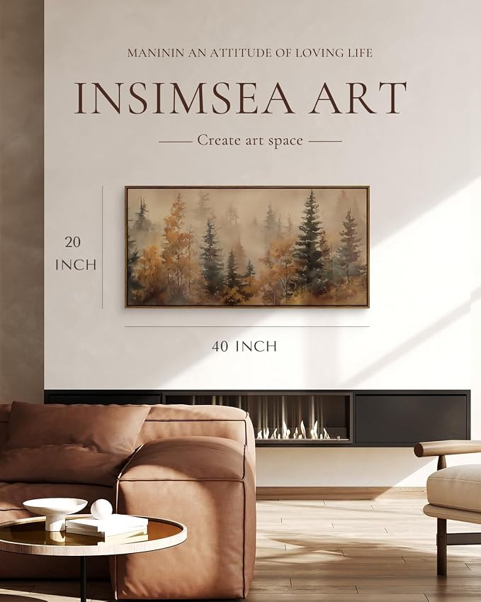 InSimSea Extra Large Framed Fall Wall Art, Forests Trees Landscape, 20x40in | - Image 2