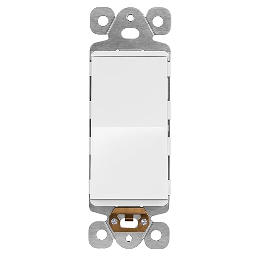 LIDER Matte White Minimalist Design Decorator Switch, Frameless Paddle Wall Light Switch, On/Off Rocker Switch, 3-Way or Single Pole, Residential Grade, UL Listed, 3 Wire, 15A 120-277VAC