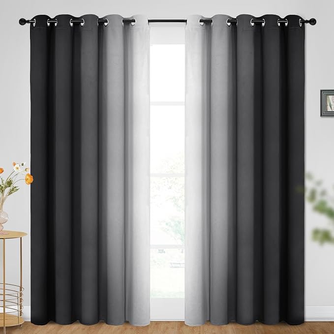 SimpleHome Ombre Black to Grey White Curtains by SimpleHome