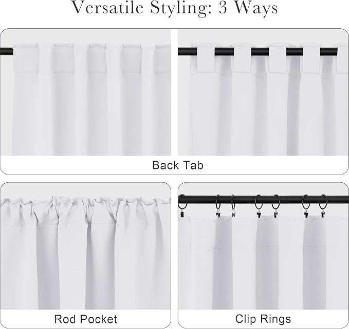 PONY DANCE 50% Light Blocking White Curtains 72 inch, Non-See-Through Window - Image 5