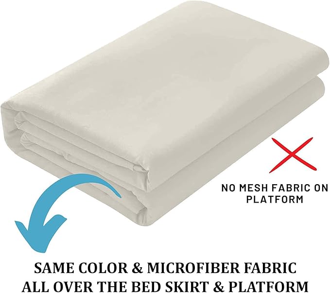 Ruffled Bed Skirt with Split Corners, Ivory, Twin 16 Inch Drop Bedskirt, Hotel Quality Brushed Microfiber Wrinkle Free Dust Ruffle Bed Skirt Twin Size