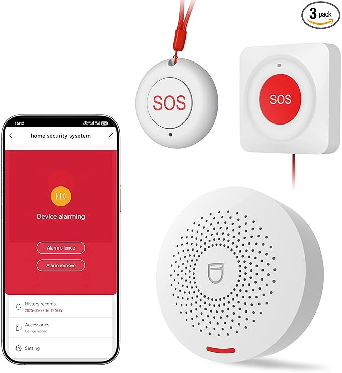 Hapippofa Caregiver Pager Elderly Alert Call Button Life Alert Systems for Seniors no Monthly Fee for Elderly/Patient/Disabled at Home/Hospital/Clinic
