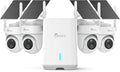 CAMSTRO 4K Security Cameras Wireless Outdoor No Subscription, 360° PTZ Home Security Cameras System, 64G Local Storage Home Hub, Human/Vehicle/Pet Recognition AI, Color Night Vision, 4 Cam-Kit