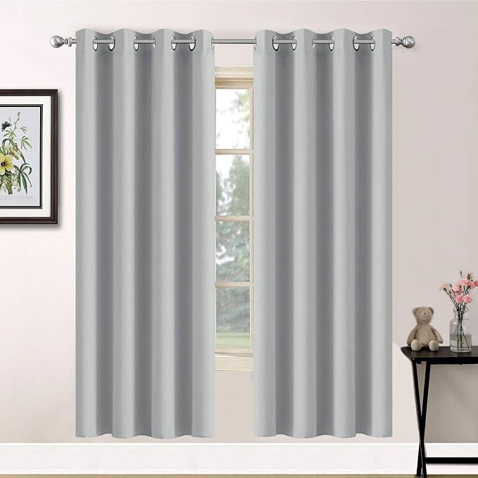 Yakamok Room Darkening Curtains 52x63 inch Length Light Grey-Living Room | 2 by Yakamok