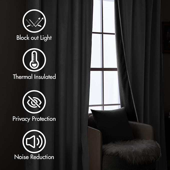 MIULEE Grey Velvet Pinch Pleat Blackout Curtains W52 X L96 Inches | 2 Panels - Image 5