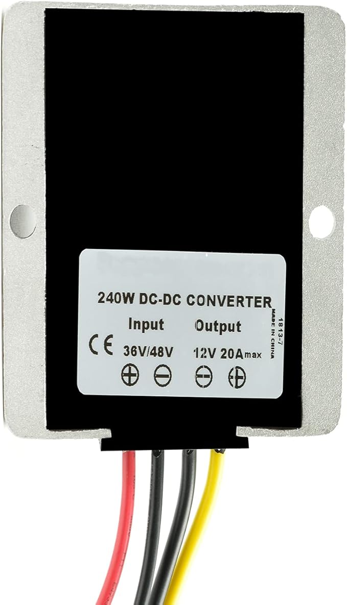 QJFCare Golf Cart DC/DC Converter Regulator 36V 48V Step Down to 12V 20A 240W, Power Supply Module Buck Transformer, Waterproof Voltage Reducer, for Golf Cart, Forklifts, Car, Truck