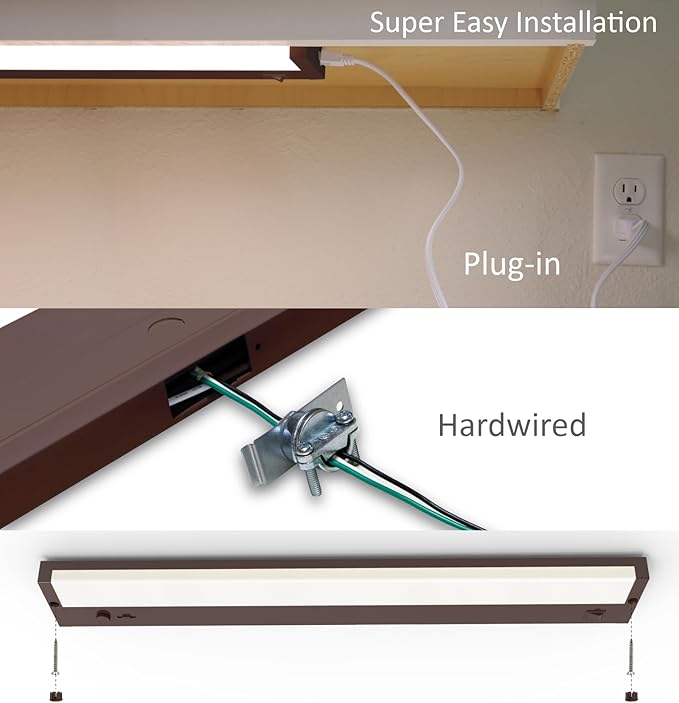 Leetdud Under Cabinet Lighting Plug in or Hardwired Built-in Dimmer, 40 Inch 20W, 5CCT 2700/3000/3500/4000/5000K, Linkable Counter Lights for Kitchen, ETL Dimmable LED Light Fixture, Bronze