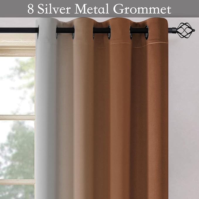 SimpleHome Ombre Burnt Orange to Grey White Curtains - Image 5