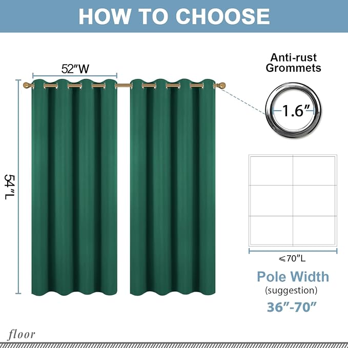 Diraysid Green Grommet Blackout Curtains - Image 3