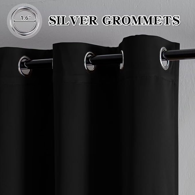IGEMAEVE Blackout Curtains for Bedroom Grommet Black 40" W x 96" L | Bedroom | - Image 2