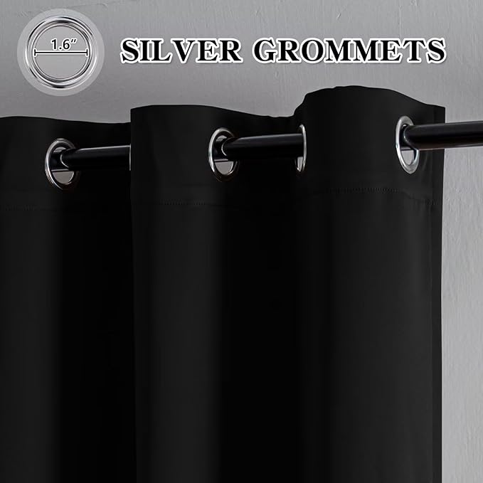 IGEMAEVE Blackout Curtains & Drapes Black 65" W x 84" L | Bedroom | Living room - Image 2
