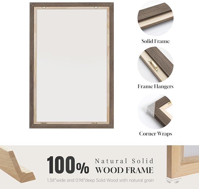 Large Framed Beige and Brown Neutral Abstract Wall Art, 20x30 In | Rustic - Image 7