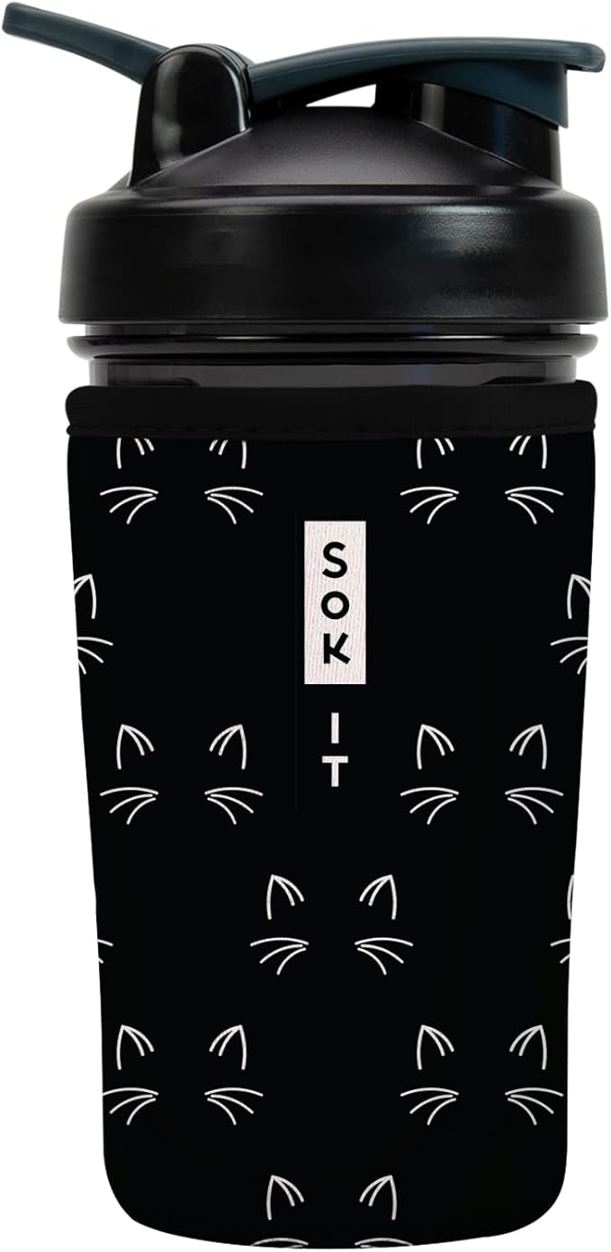 Sok It BotlSok Protein Blender Shaker Bottle Sleeve Insulated Neoprene Cover (Mystical Meows, Fits 24oz Blender)