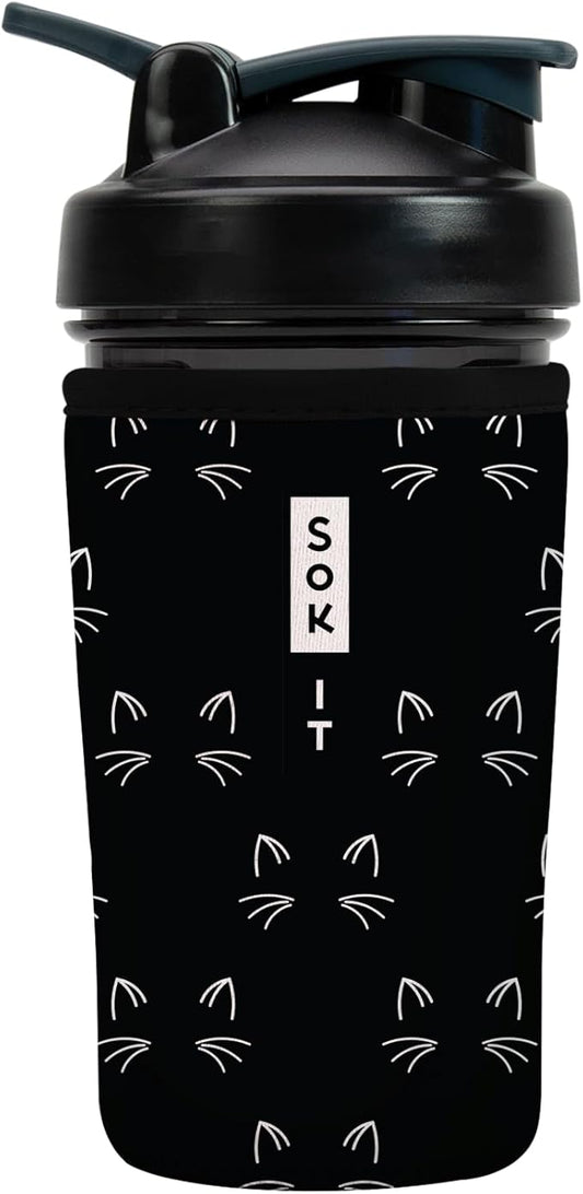 Sok It BotlSok Protein Blender Shaker Bottle Sleeve Insulated Neoprene Cover (Mystical Meows, Fits 24oz Blender)