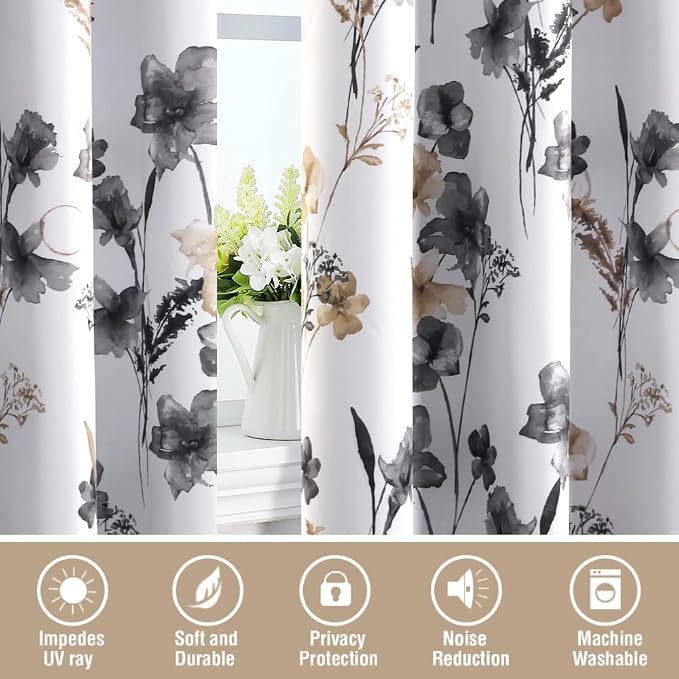 H.VERSAILTEX 100% Blackout Curtains 63 inch Length 2 Panels Set Cattleya Floral - Image 7